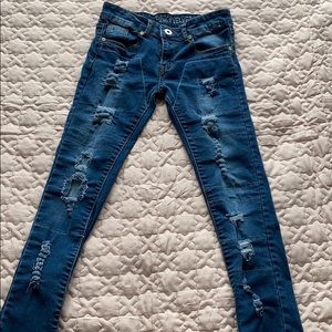 Pink Velvet Blue Distressed Skinny Jeans. 12